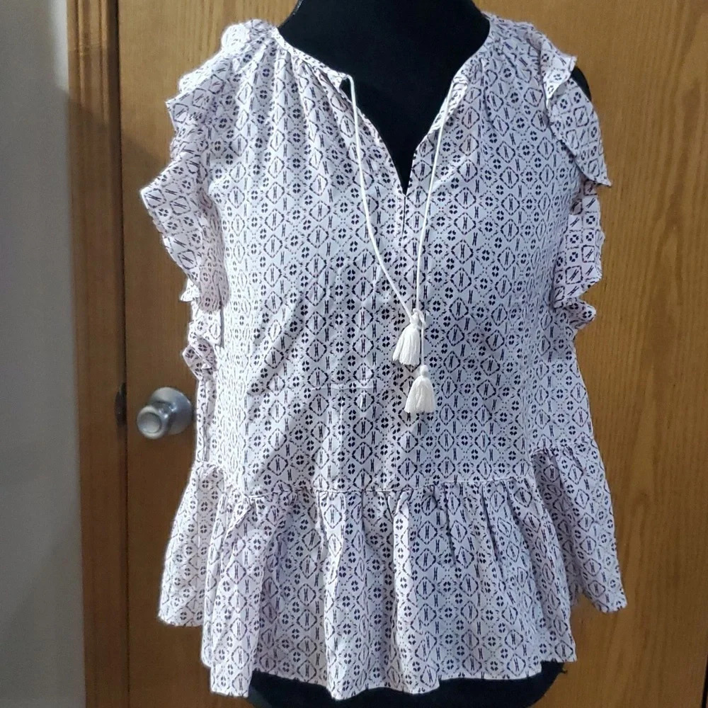 Madewell silk ruffle tunic sleeveless top